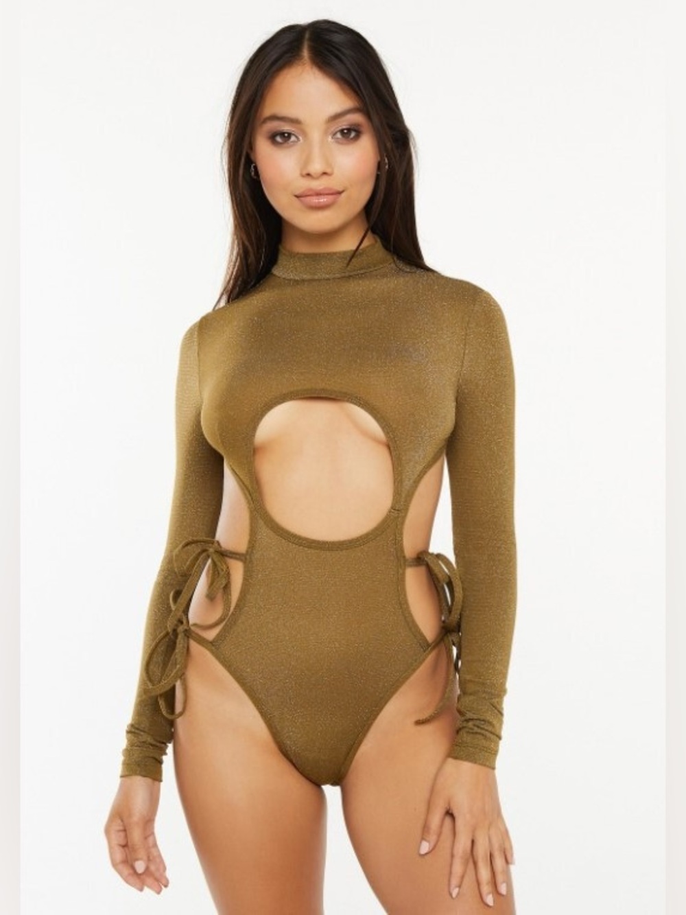 Savage X Fenty Green Shine Strapy Teddy Bodysuit